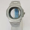 39.5mm Watch Cases Watchband Parts Sapphire Crystal Glass For Modified Nautilus nh34 nh35 nh36,38 Movement Dial Waterproof Qme Silver Case Strap