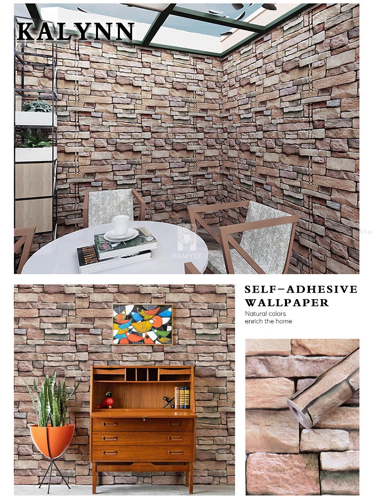 Brick Wallpaper Peel Stick Self-adhesive Wall Paper Grey Contact Pape Qme KL009185 10mx45cm