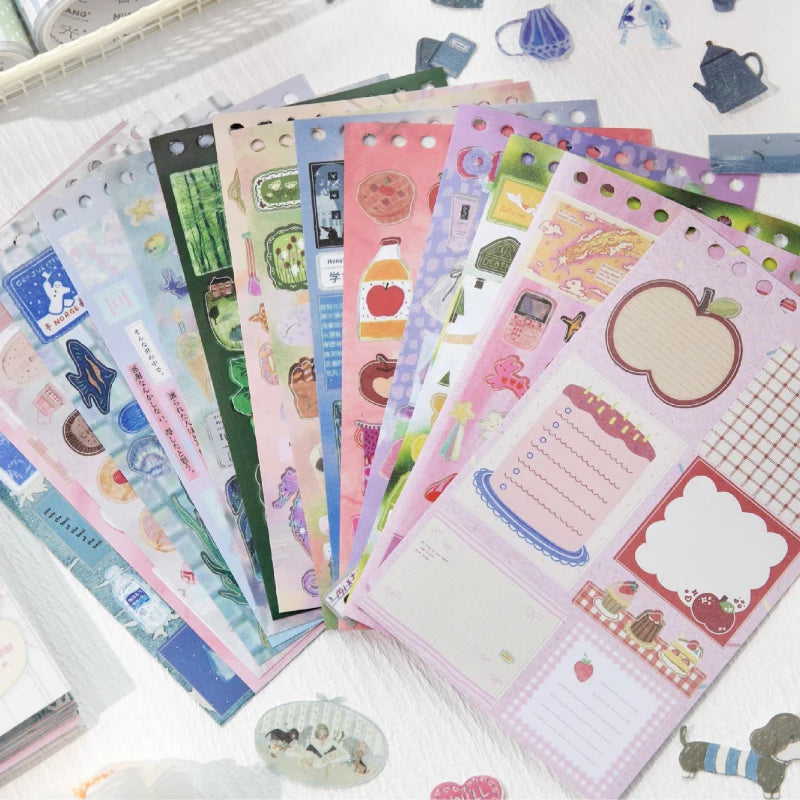 30sheets Kawaii Ins Virtual Garden Series Scene Die Cutting Sticker Book DIY Diary Clipper Book Aesthetics Stationery Stickers Qme