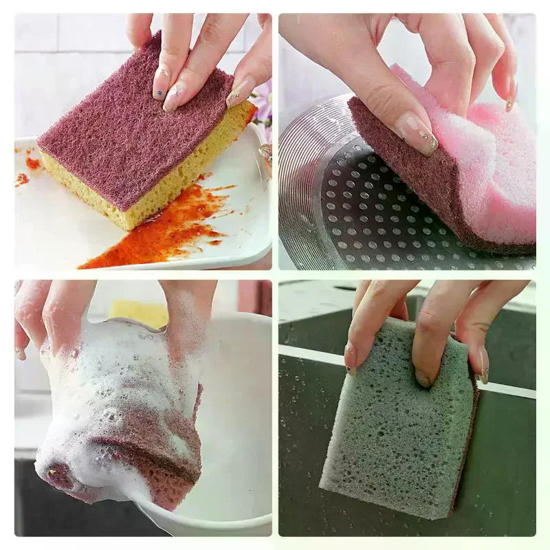 5PCS/10PCS Kitchen Stain Removal Sponge Clean Cotton Dishwashing Sponge Wipes Bathroom Cleaning Utensils High Density Sponge Qme
