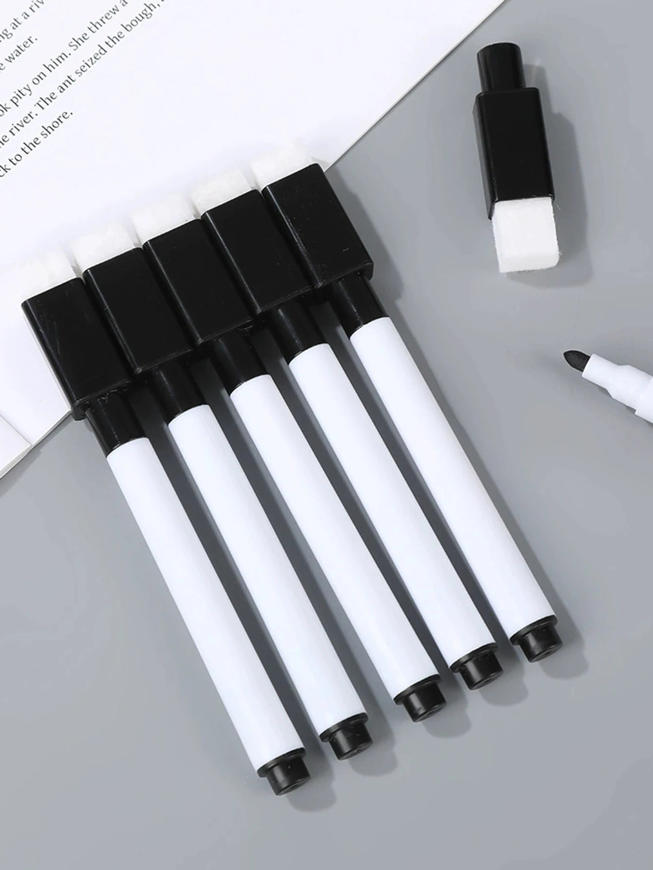 Magnetic Black Dry Erase Markers with Eraser Cap White Board Dry erase Markers Classroom Dry Wipe Pens for Home Office School Qme