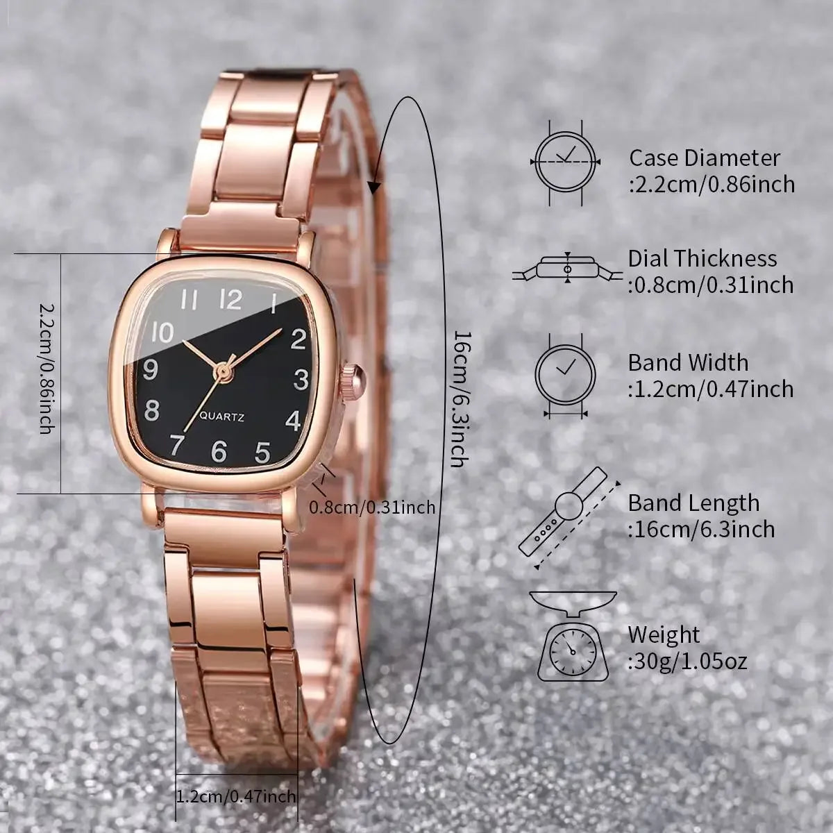 3PCSStarry Sky Water Diamond Fashion Watch Women's Small Dial Small Fragrance Style Full Diamond Chain Elliptical Bracelet Watch Qme