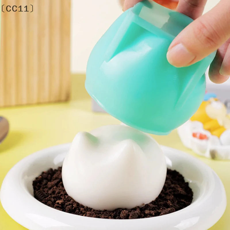 CC11Fat Cat Milk Pudding Silicone Mold Halloween Jelly Bowl Cake Blue Qme