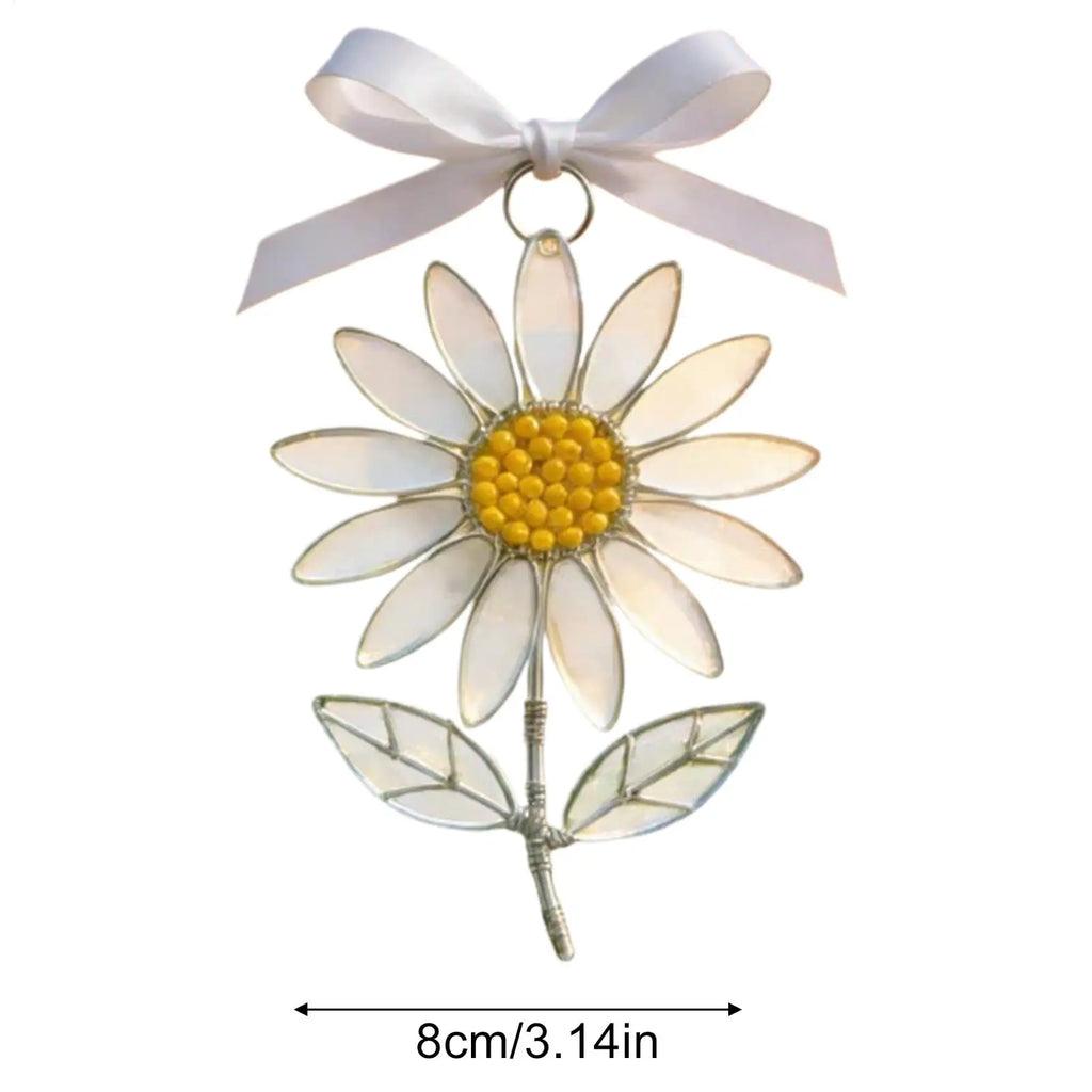 Flower Suncatcher Acrylic Metal Flower Pendant Stained Suncatcher Hanging Ornaments for Wall Balcony Garden Porch Living Room Qme