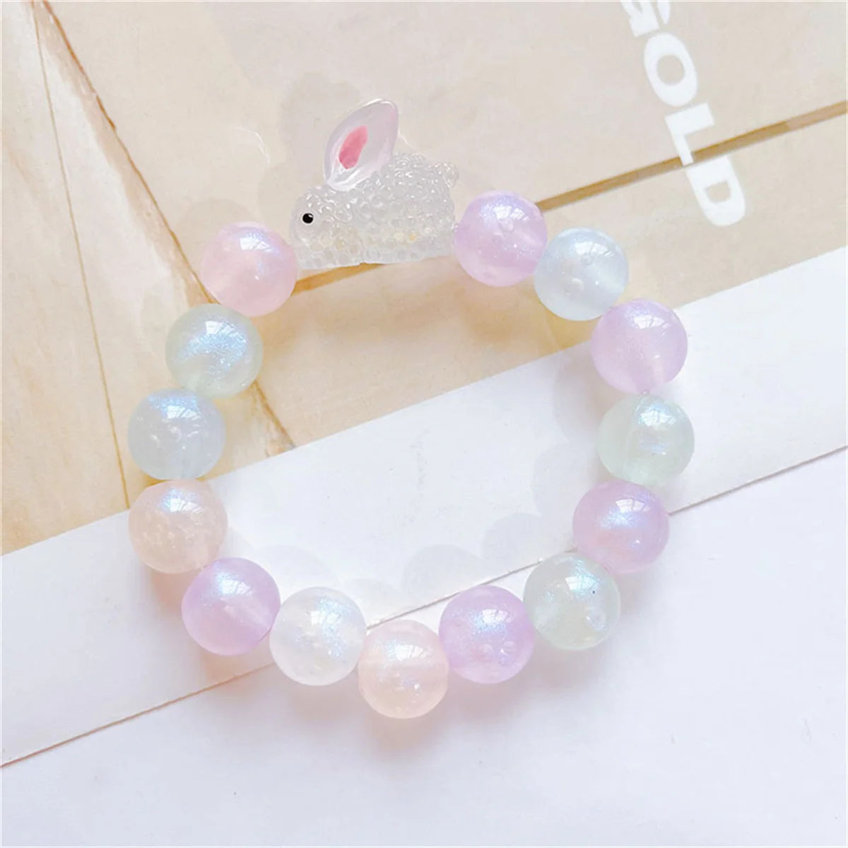 b13 Cute Resin Luminous Rabbit Beads Bracelet Fashionable Women's Girls Acrylic Cute Korean Bracelet Accessories Wholesale Qme bai