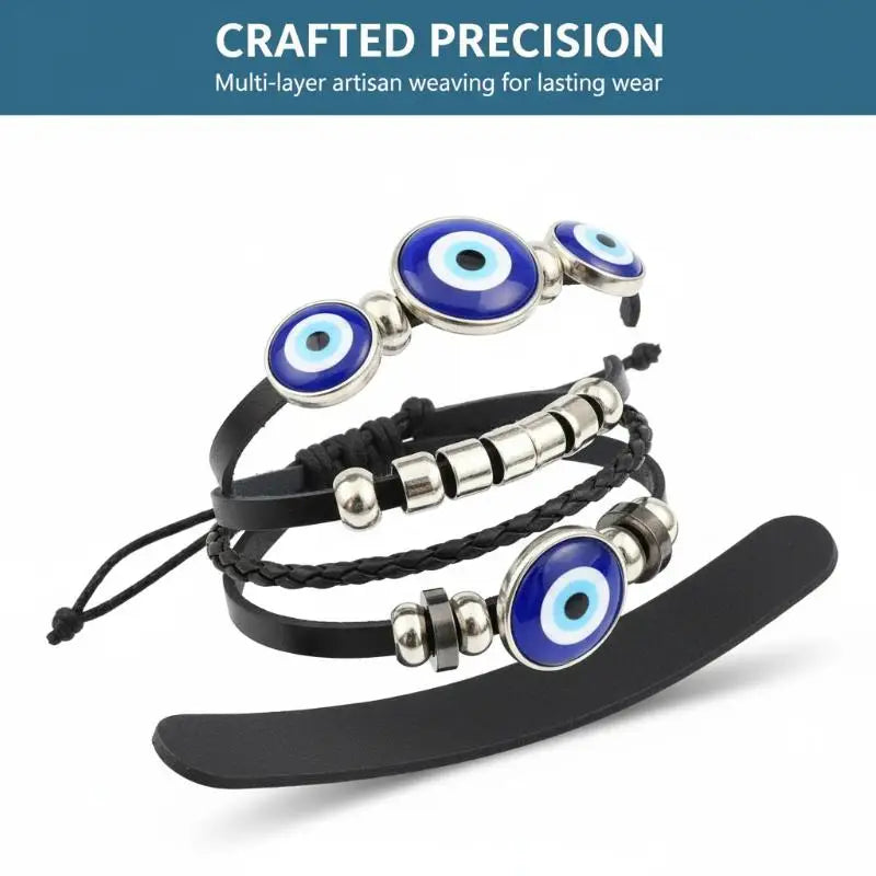 Handmade Woven Leather Multilayer Bracelet Bangles For Women Men Vintage Jewelry Gift Qme