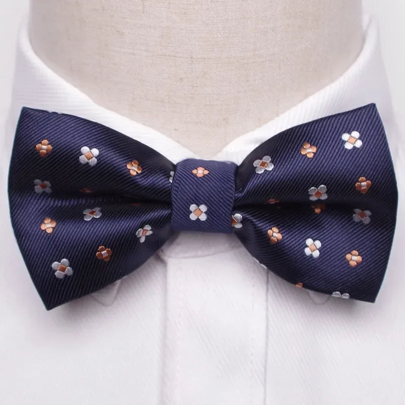 Classic Black Men Bow Ties Fashion Polyester Bowtie Woven Dot Checked Stripped Butterfly Wedding Dress Mens Formal Dog Butterfly Qme A18