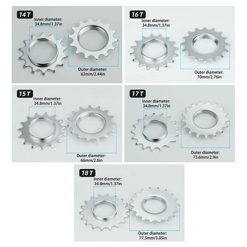 13T 14T 15T 16T 17T 18T Fixed Gear 1 Speed Bicycle Wheel Cogs Qme