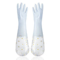 Waterproof Housework Cleaning Gloves Kitchen Cleaning Latex Household Dishwashing Laundry Gloves Wear Resistant Rubber Gloves Qme blue