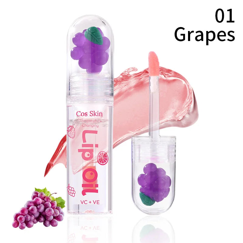 Fruit Temperature-sensitive Lip Gloss Moisturizing Hydrating Balm Qme 01Grapes