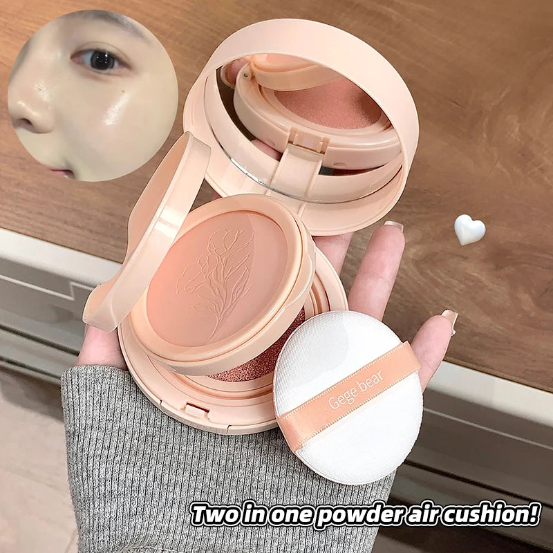 2-in-1 Double Layer Cushion Foundation Pressed Powder Natural Lasting Qme