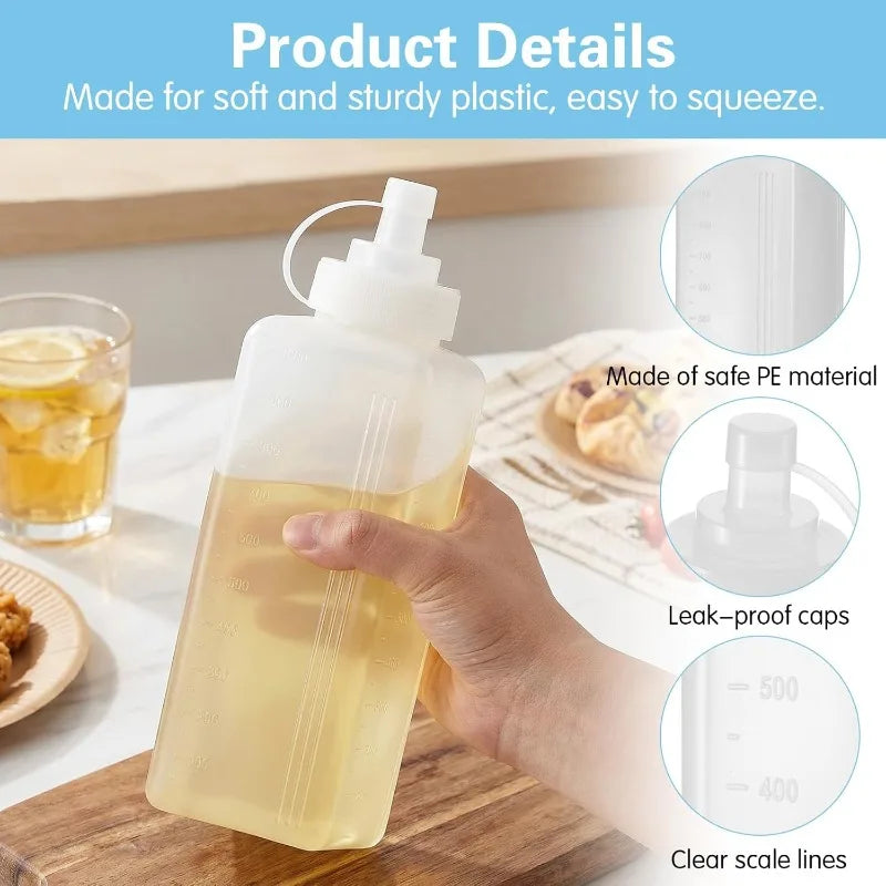1000ML Squeeze The Sauce Bottle Large Diameter Plastic Condiment Dispenser Kitchen Seasoning Salad Dressing Olive Oil Bottle Qme