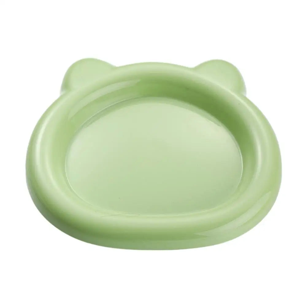 Plastic Cat Shape Bowl Wide Food Bowls Wet Dry Shallow Dish Anti-fall Qme Green