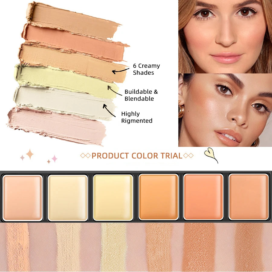 6-color Concealer Blush Palette Cream Matte Highight Contour Makeup Qme