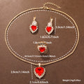 Four piece watch set with diamond studded Roman numeral quartz watch set Qme Red