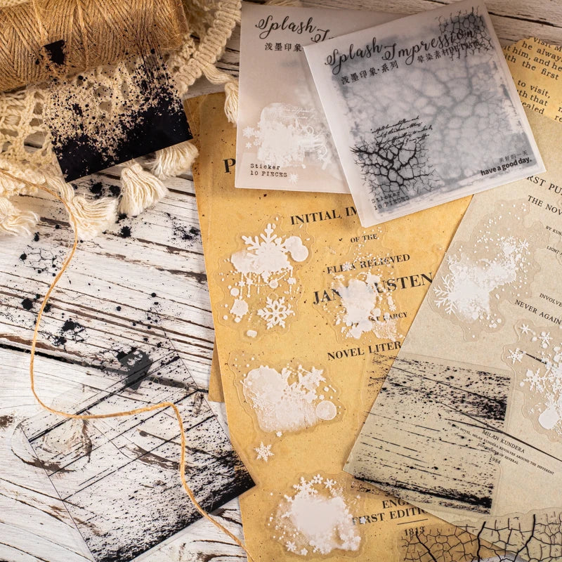 10 pcs Vintage Border Junk Journal Material Collage Sticker pack Creative Decoration Scrapbooking Supplies Stationery Stickers Qme
