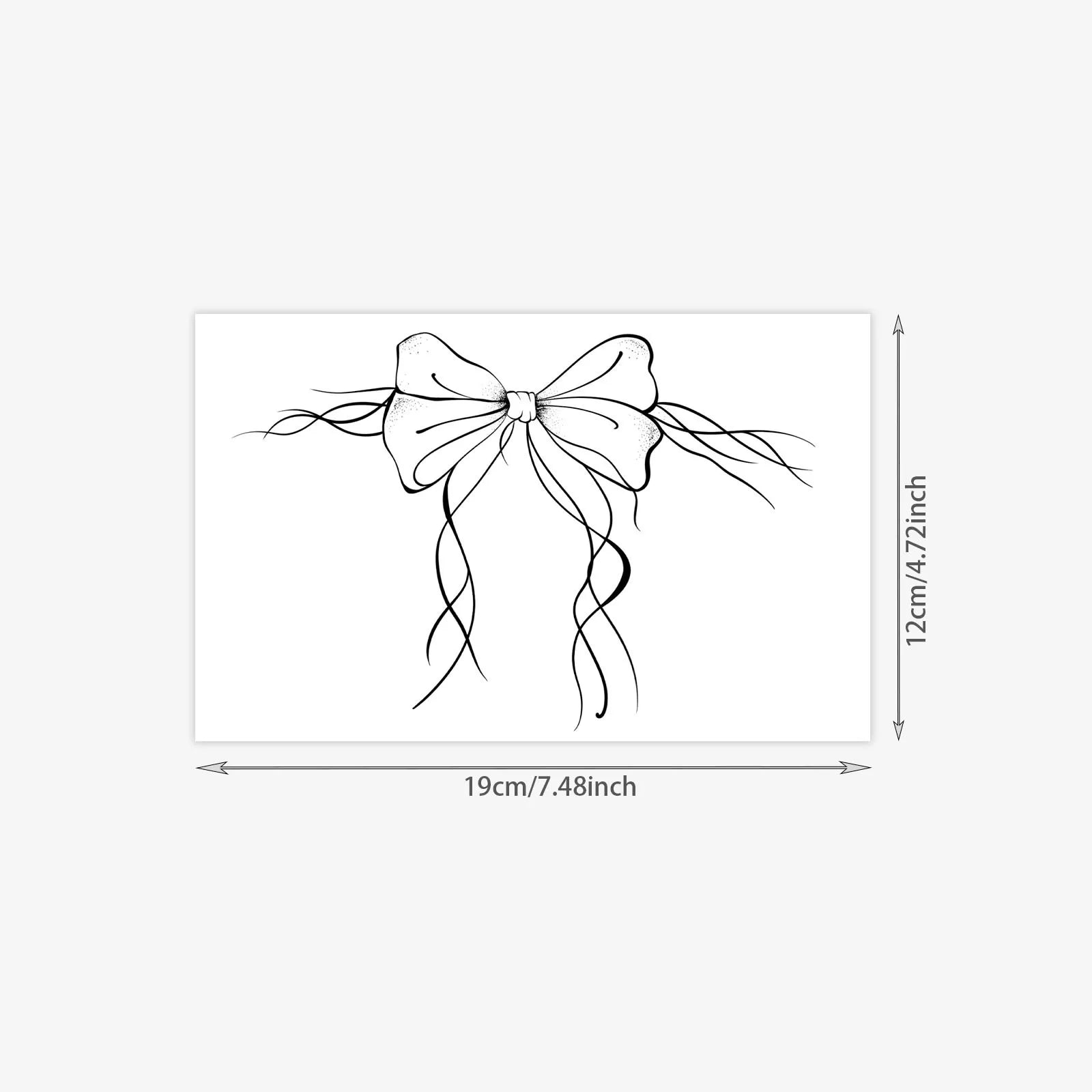 Black Grey Line Art Poppy Butterfly Tattoo Sticker, Temporary Tattoo Ins Style High-End Waterproof Long-Lasting Flower Small Pat Qme CD-1511