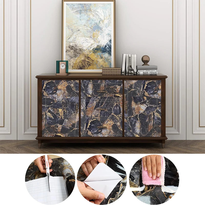 Width Vinyl Wall Stickers Waterproof Marble Self Adhesive Wallpaper Qme