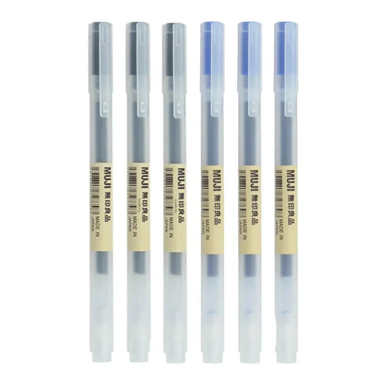 3-6Pcs Kawaii Gel Pen Black/Red/Blue 0.5mm Ink MUJIs Gel Pen Office School Ballpoint Pen Writing Stationery Qme 0.5mm 6 pcs B