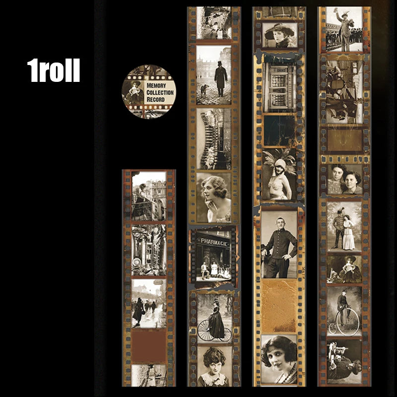 1Roll Retro Memory Film Theme PET Tape for Scrapbooking Journaling Collage Decorate Phone Case Notebook DIY Craft Supplies Qme 5