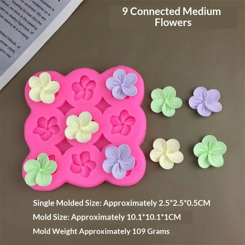 3 6 9 12Grids Candle Soap Crafts Kitchen Baking Mold 3D Flower Qme 9 Grids