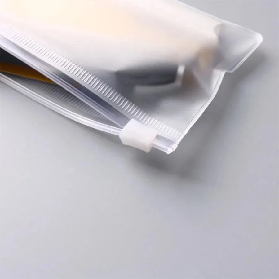 Stationery Packaging Zipper Bags Wholesale Home School Pencil Rubber Eyeglasses Ruler Storage Thicken Resealable PVC Zipper Bag Qme