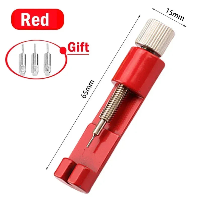 Metal Watch Repair Tool Adjusting Watch Strap Tool Link Pin Tool Remover Easy Bracelet with Watch Pin Band To Remover Adjust Qme 02-Red-Metal