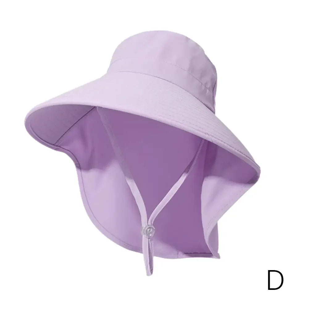 Summer Large Brim Sun Hats For Women Outdoor UV Anti Neck Protection Sun Visors Lady Fishing Hiking Shawl Sunscreen Cap Qme Purple