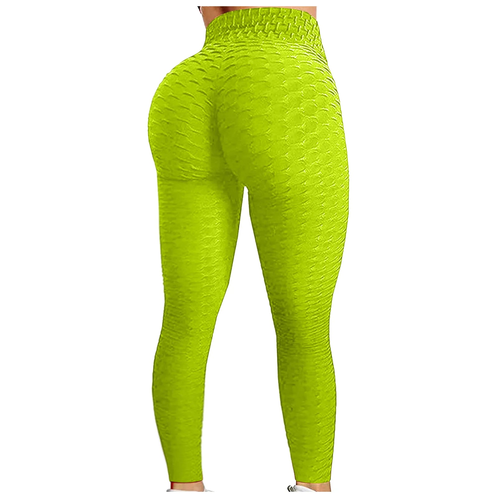 Women's Bubble Hip Lifting Exercise Fitness Running High Waist Yoga Pants Solid Color Fashionable Yoga Pants Qme