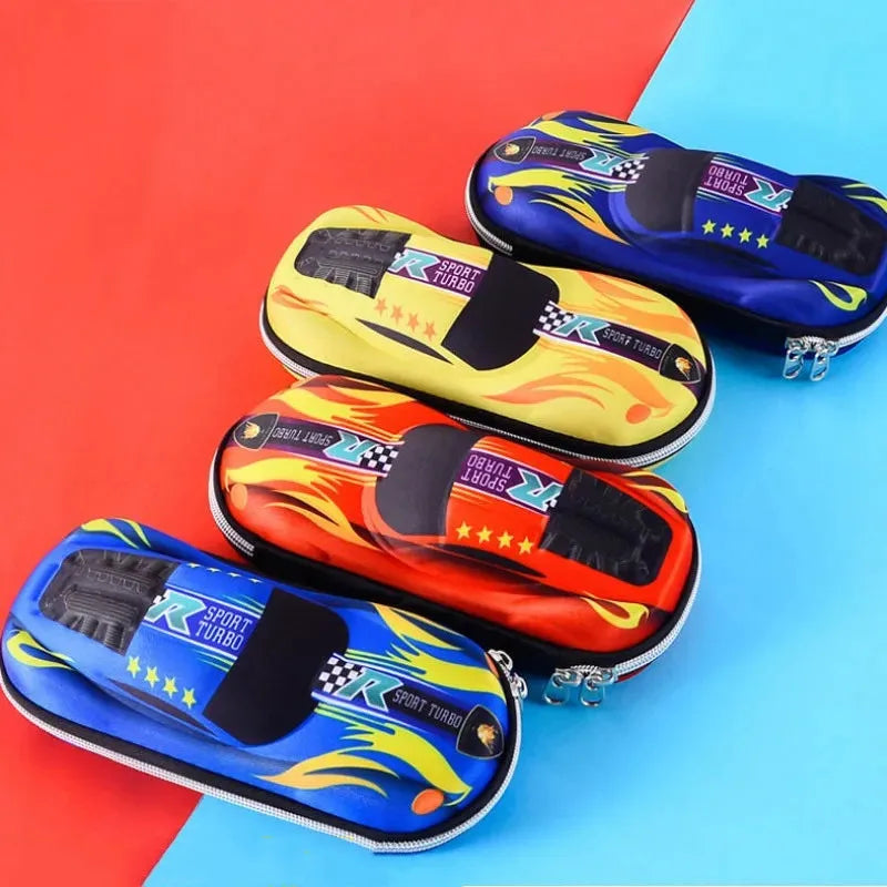 3D Racing Car Pencil Cases Cartoons School Pencil Case For Children Stationery Box EVA PU Plastic Pen Case Boy Cute Pen Bag Qme