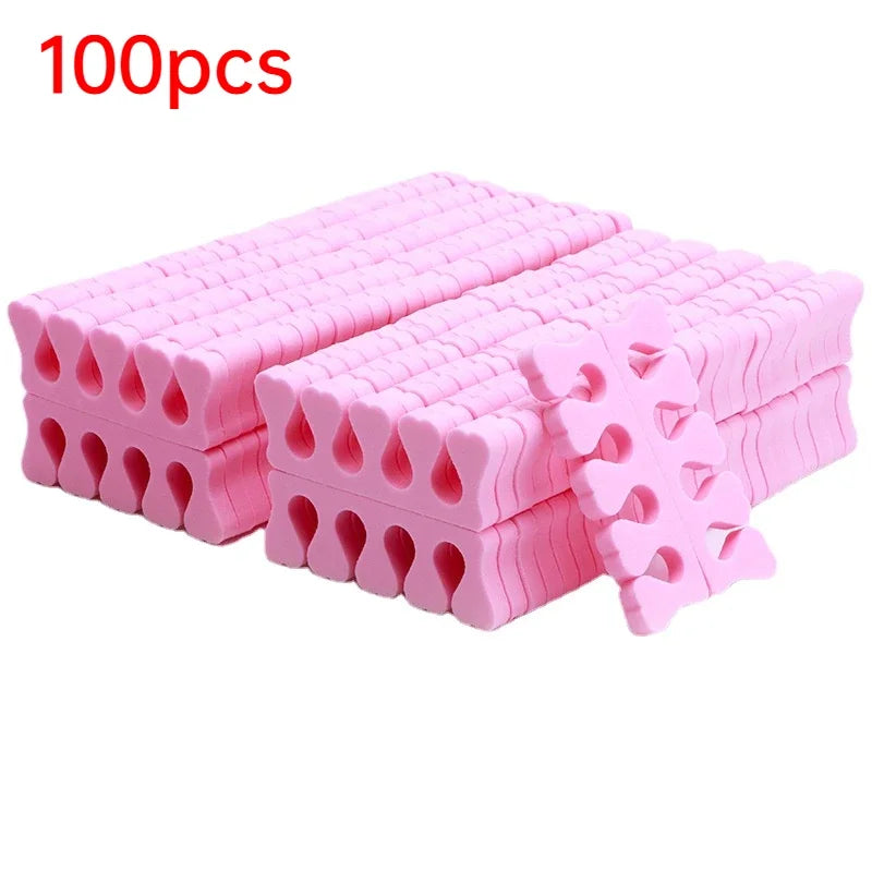 100 Nail Art Toe Separators Fingers Foots Sponge Soft UV Gel Polish Qme 100PCS pink