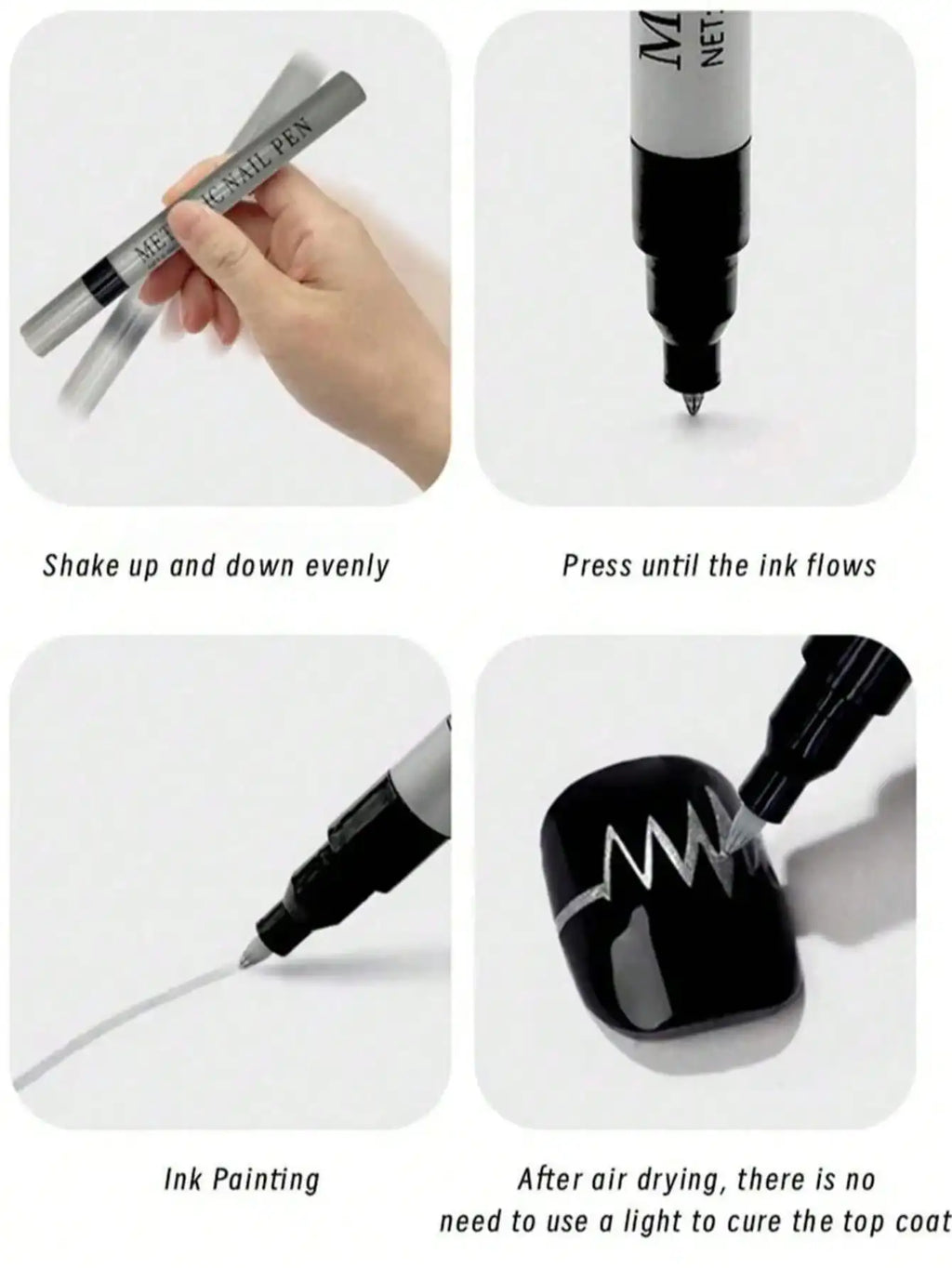 Nail Art Pen White Black Silver Gold Polish Pens Dotting Tool Graffiti Qme