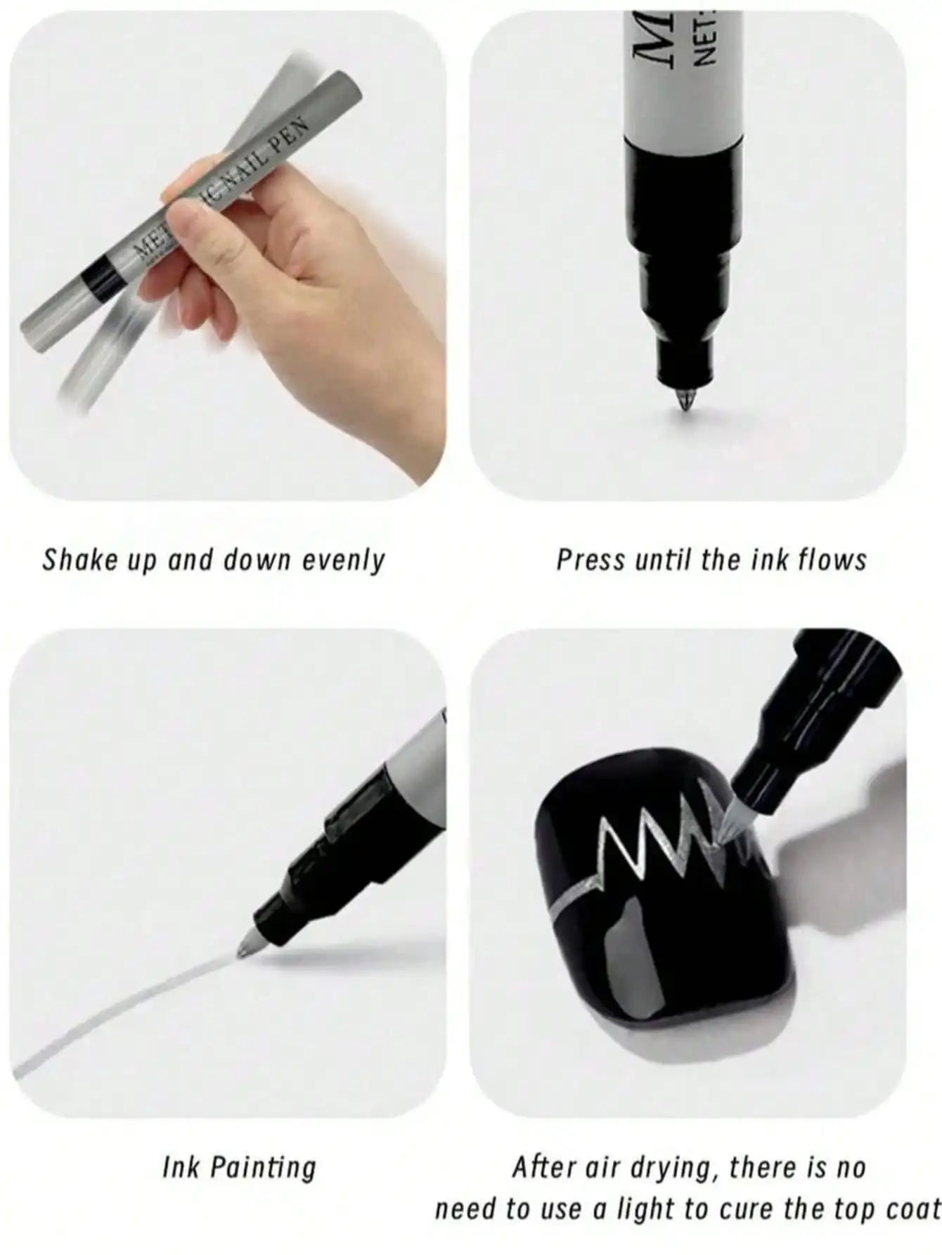 Nail Art Pen White Black Silver Gold Polish Pens Dotting Tool Graffiti Qme