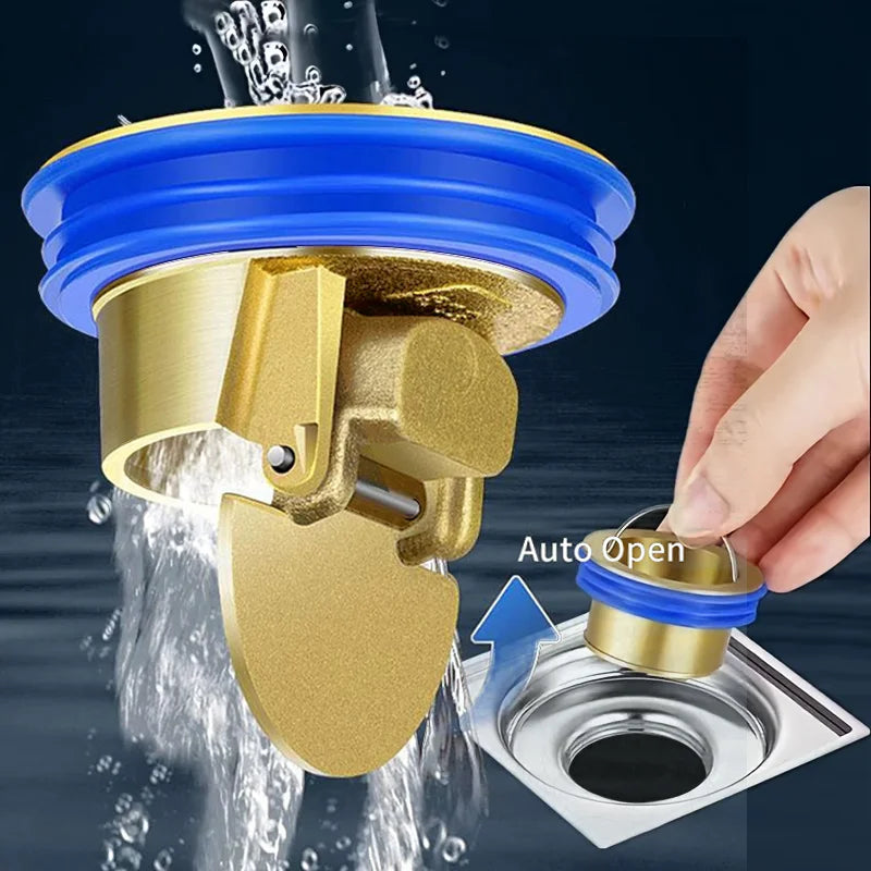 Shower Floor Drain Backflow Prevention Magnetic Suspension One-Way Drain Valve Floor Drain Inserted Drain Plug Brass Quick Qme