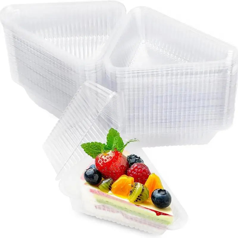 50 Stackable Sandwich Holder Fruit Cake Slice Container Clear Qme