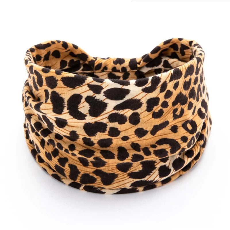 Women Wide Side Pilates Elastic Hair Bands Yoga Leopard Print Qme