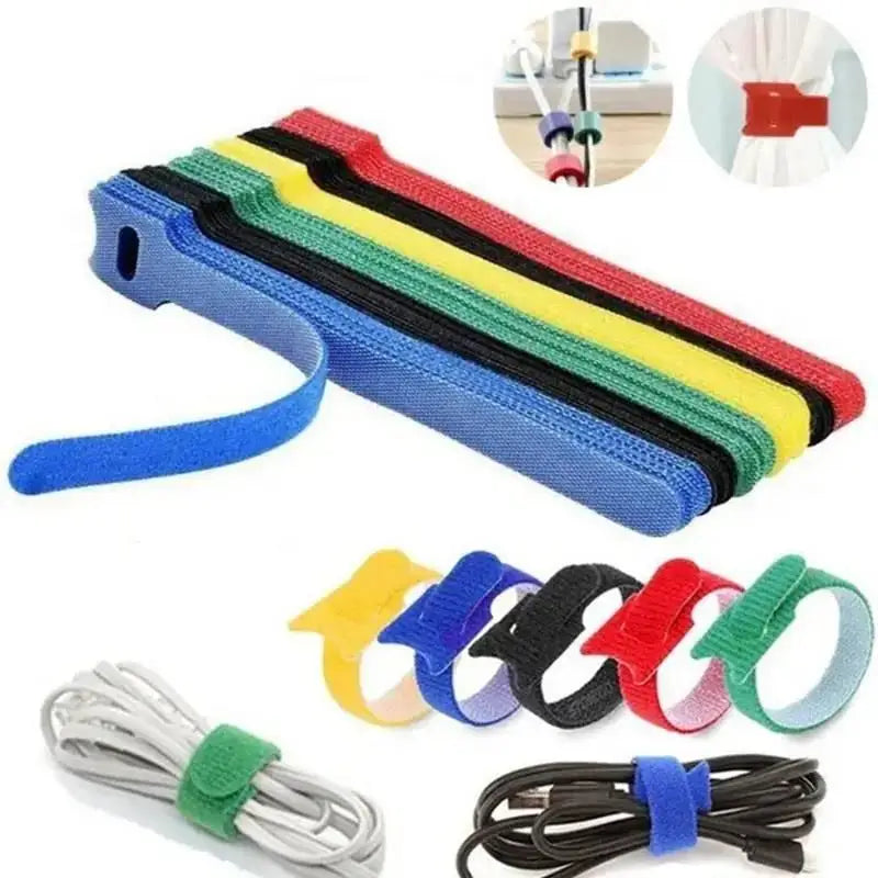 Organized Cable Setup 30 50 Reusable Hook Loop Straps Qme