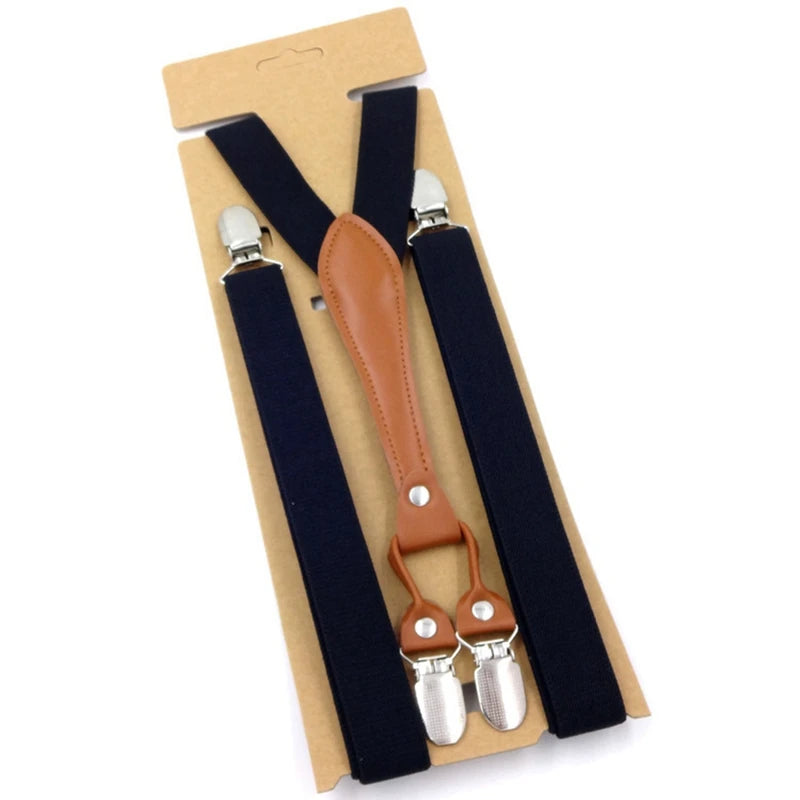 New Fashion Suspenders Men Women Adult Leather Trimmed End Y Back Adjustable Elastic Trouser Braces Strap Belt Wedding Party Qme
