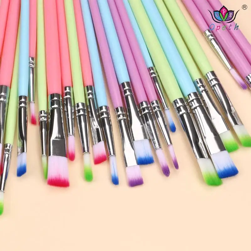 Professional Artist Paint Brushes Nylon Round Pointed Flat Tips Qme