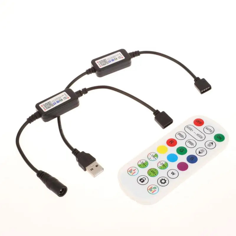 RGB Colorful LED Light Strip Connector APP Control DC USB 5V-24V Qme