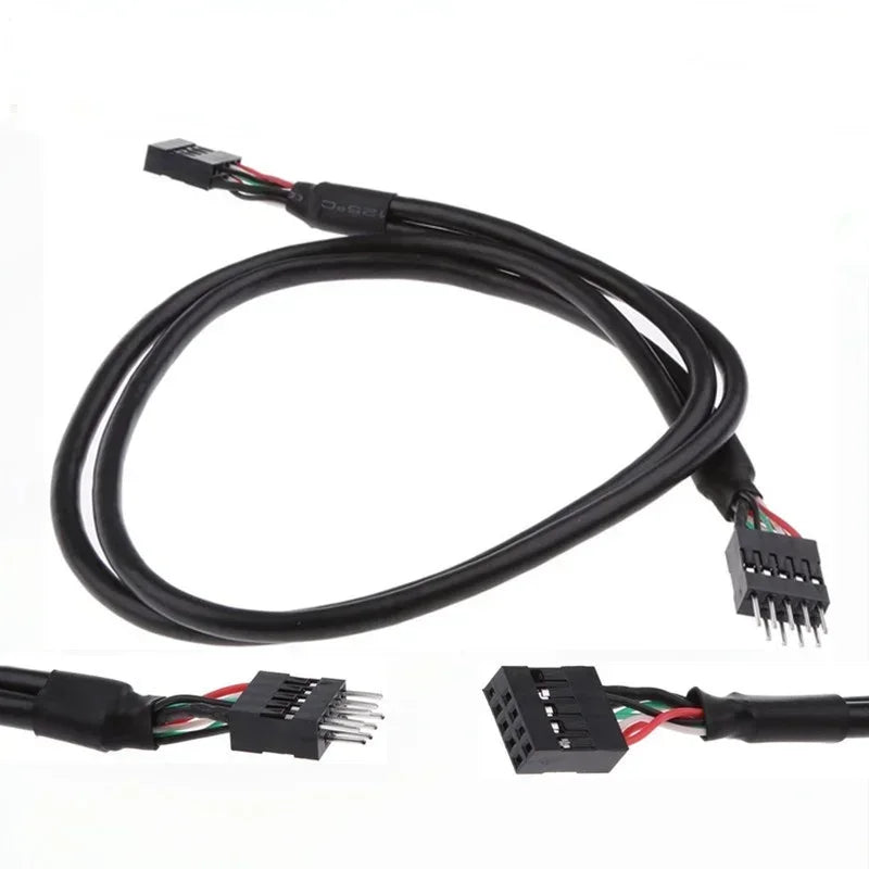 Spot SB2.0 DuPont 9PIN Extension Cord 9PIN Male To 9PIN Master USB Extension Cord Front Line Double Cable Qme Black 515mm