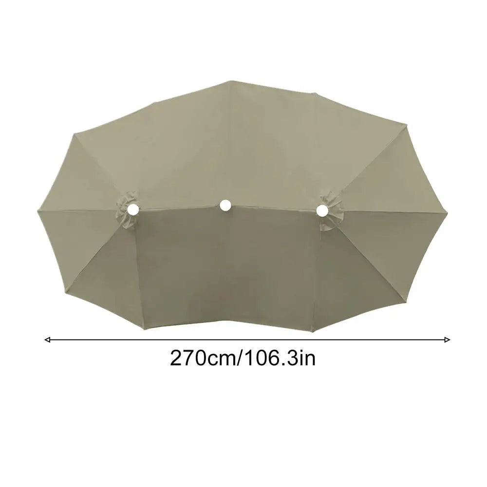 Replacement Umbrella Canopy 8.86ft 12 Ribs Waterproof Double Sided Triple Parasol Cover Umbrella Fabric Replacement For Backyard Qme China Mainland Light Grey