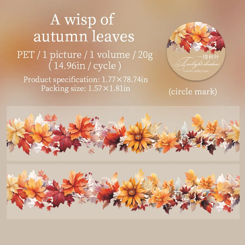 45mm*2m Autumn leaves PET Tape Scrapbooking Decoration Collage Journal Masking Tapes Diary Craft Stickers Stationery supplies Qme C