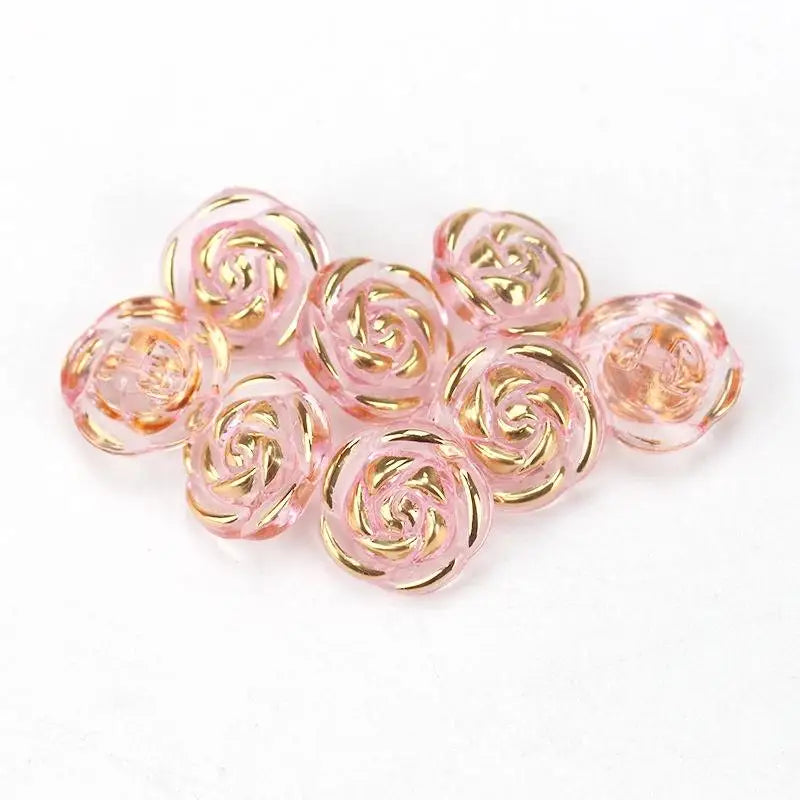 Pcs Durable Acrylic Buttons in Rose Design for Clothing Crafting Qme Light pink