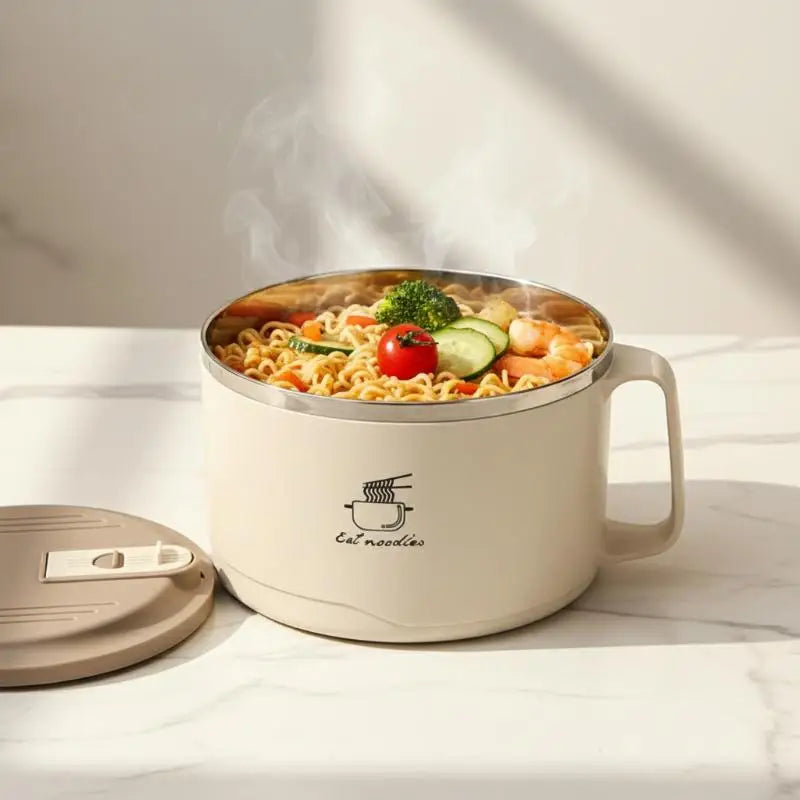 Stainless Steel Large Capacity Noodle Bowl Lid Durable Kitchen Dining Qme