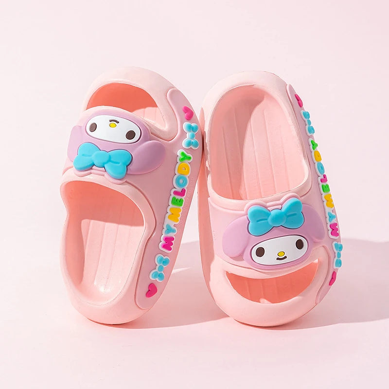 Hello Kitty Kuromi Flip-Flops Summer Student Flip-Flops for Indoor Use Non-Slip Slippers for Home Use Qme