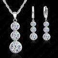 Women Classic 925 Sterling Silver Color Bridal Jewelry Sets Pendants Necklaces Earring Set For Wedding Engagement Accessory Qme Default Title