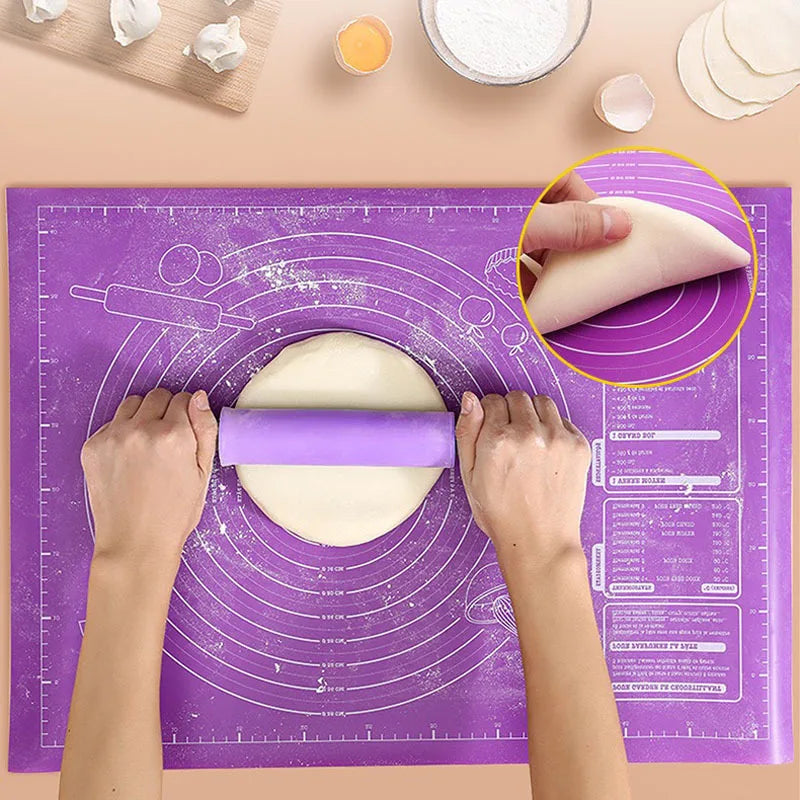 Silicone Pastry Mat Non Slip Large Stick Baking Fondant Pie Pizza Qme