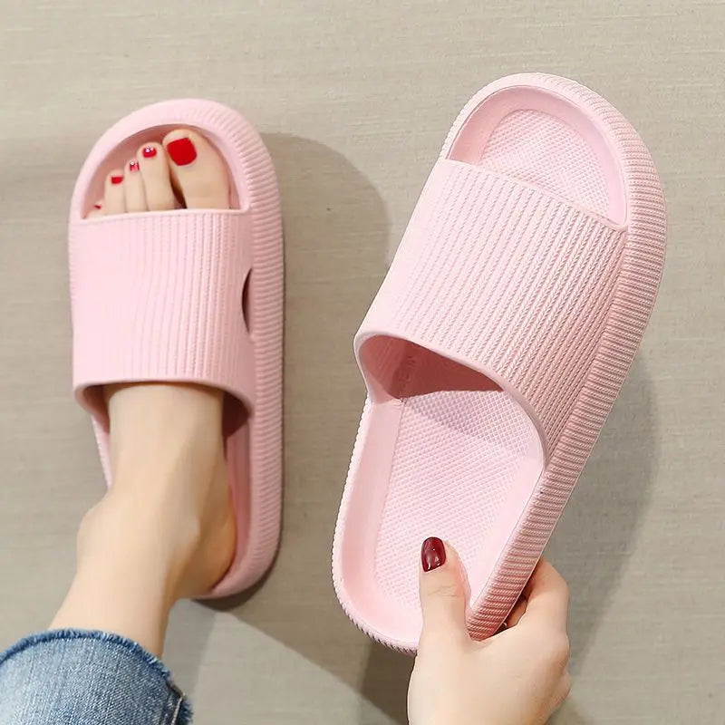 Women Thick Platform Cloud Slippers Summer Beach Eva Soft Sole Slide Sandals Leisure Men Ladies Indoor Bathroom Anti-slip Shoes Qme