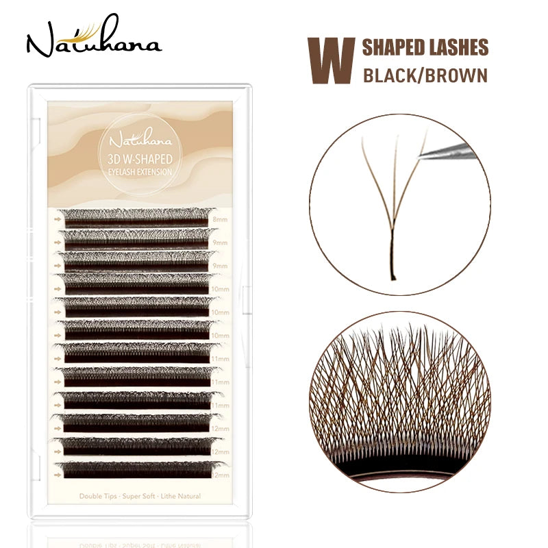 NATUHANA 3DW Shape Individual Lashes Easy Fan W Black Eyelash Qme